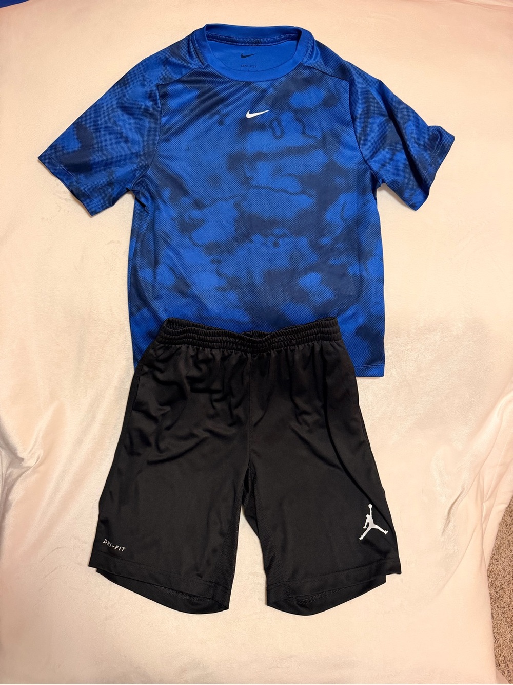 Nike Jordan Boys' Blue and Black Short Sleeve Athletic tee and short set